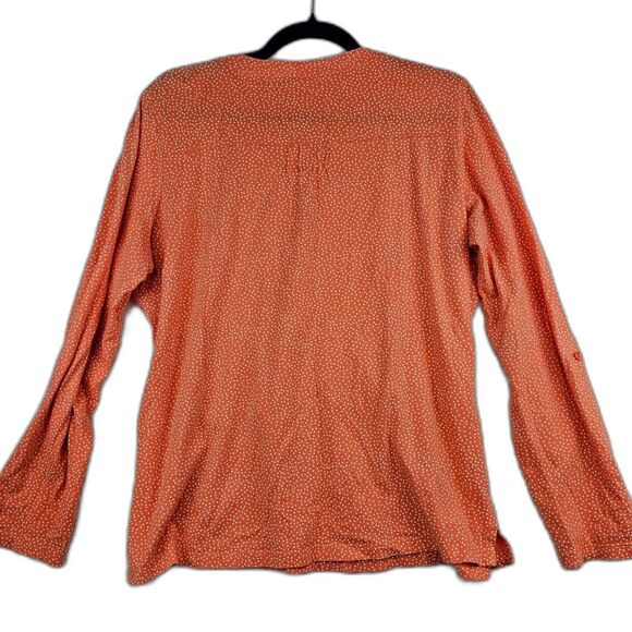 L.L.Bean Short/Long-Sleeve Blouse Coral/Orange Women's Size Large - Picture 3 of 13